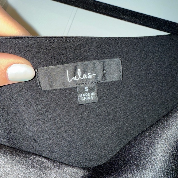 Lulu's Black Satin Dress, one shoulder, bridesmaid, wedding guest, formal - Picture 3 of 6